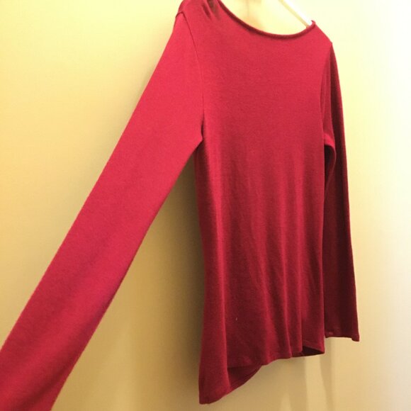 Merlot Red Twist Hem Pullover Knit Sweater Top - Picture 9 of 15
